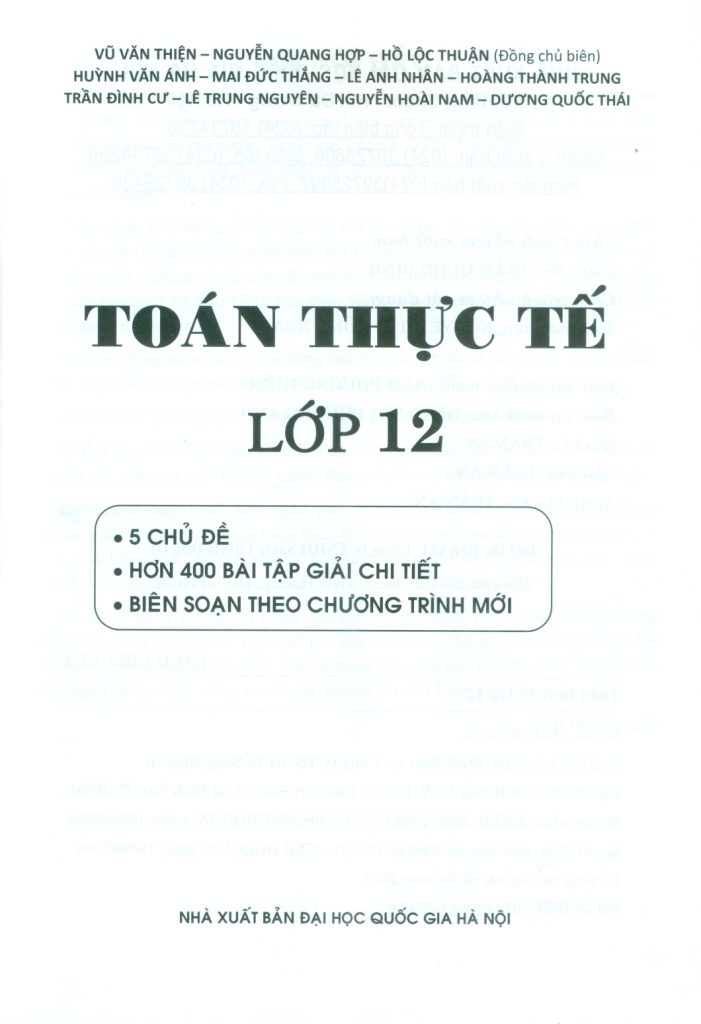 TOÁN THỰC TẾ LỚP 12 (Biên soạn theo Chương trình GDPT mới)